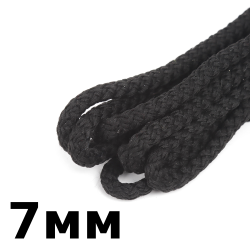 Шнур с сердечником 7мм, цвет Чёрный (плетено-вязанный, плотный)  в Краснодаре